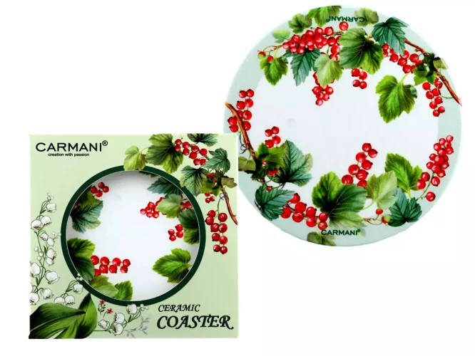 Carmani Подставка под горячее керамическая на пробке - красная смородина 10,8x10,8  022-6005