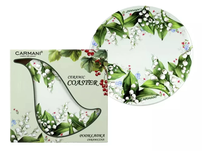 Carmani Подставка под горячее керамическая на пробке - ландыш 20x20см  022-6022