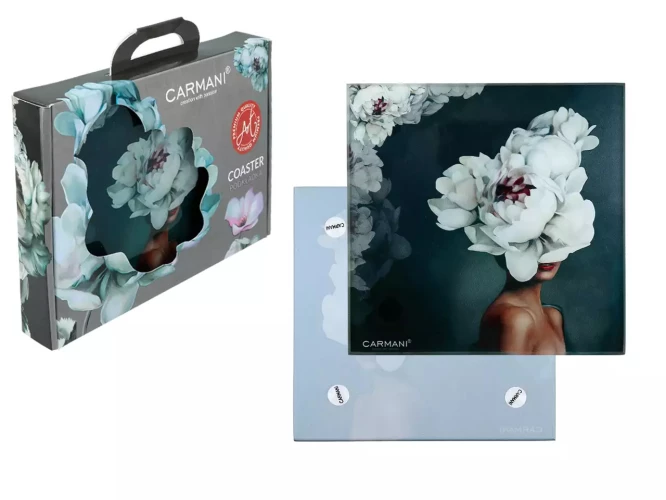 Carmani Стеклянная подставка - Цветы на голове, белые 12x12см  195-1952