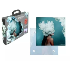 Carmani Стеклянная подставка - цветы на голове, бирюза 12x12см 195-1955