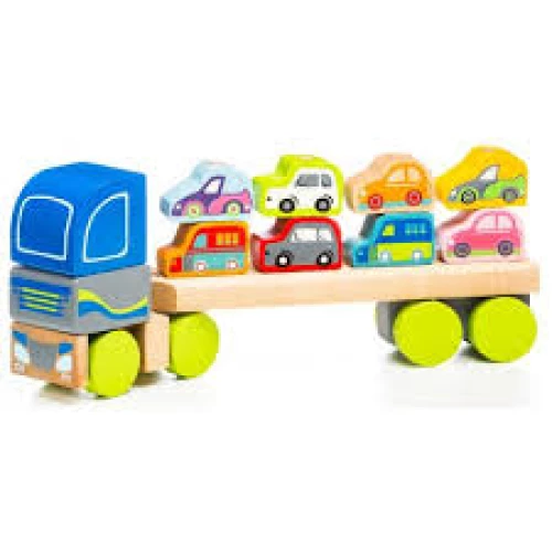Грузовик-конструктор деревянный с машинками