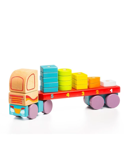 Грузовик-конструктор деревянный с геометрическими фигурами "LM-13"