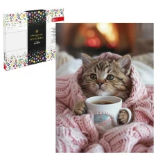 Алмазная мозаика "Котенок в пледе", 30*40 см