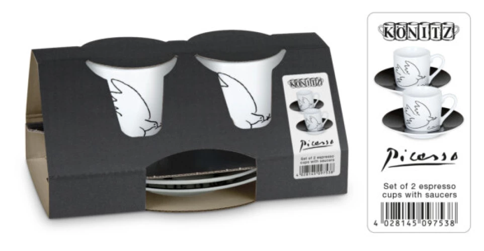 KOENITZ Набор 2 чашки для эспессо в подарочной коробке Picasso La Colombe De La Paix