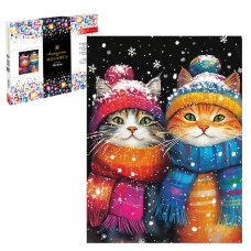Алмазная мозаика "Снежные коты", 30*40 см