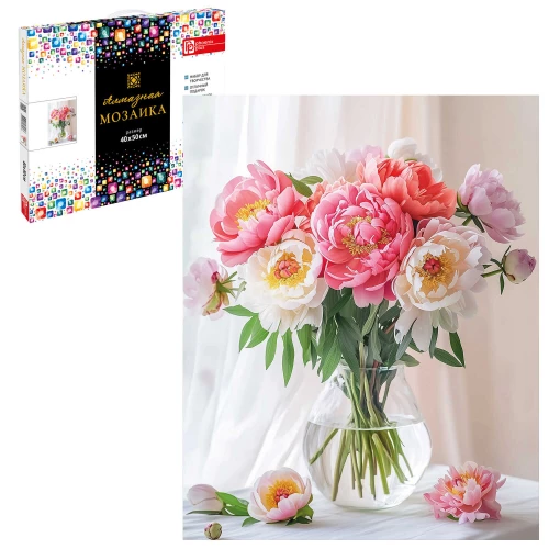 Алмазная мозаика "Букет Пионов", 40*50 см