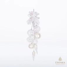 Ёлочка - елочное украшение из стекла, Гирлянла Белоснежка из 6шаров, 2 подв. С925