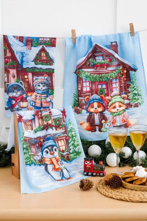 Натали Набор кухонных полотенец "Любимые сказки Деда Мороза", 60x48 см