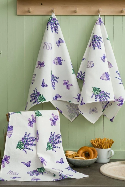 Натали Полотенце кухонное "Сиреневая дымка", 60x48 см, белое