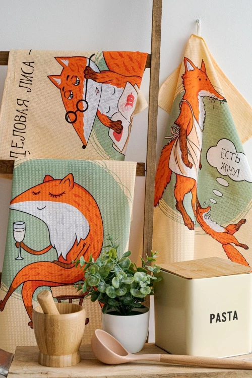 Натали Набор кухонных полотенец "Лиса-колбаса", 60x48 см