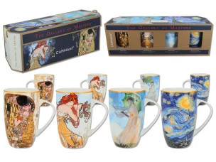 Carmani Набор из 4 кружек - Г. Климт, А. Муха, К. Моне, В. Ван Гог 350ml фарфор 045-1600
