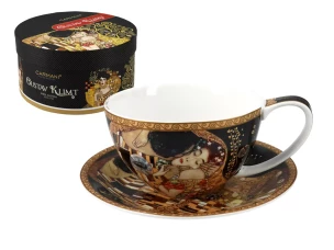 Carmani Чашка + блюдце - Г. Климт, Поцелуй черный фон 360 мл фарфор 532-3211