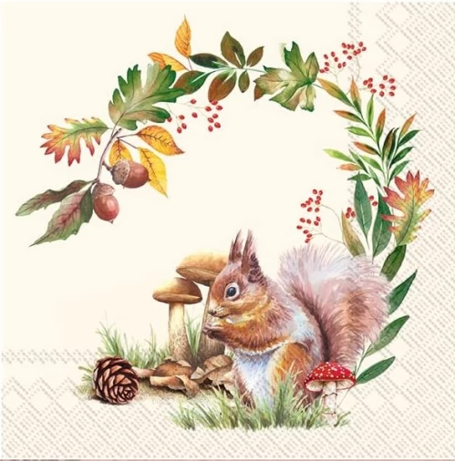 Обеденные салфетки 33Х33 SQUIRREL IN THE FOREST L 967960