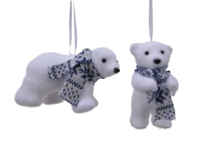 Игрушка новогодняя "Полярный медведь в шарфе" (пенопласт), 11.5x6.3x7.5см, 2 вида, Kaemingk