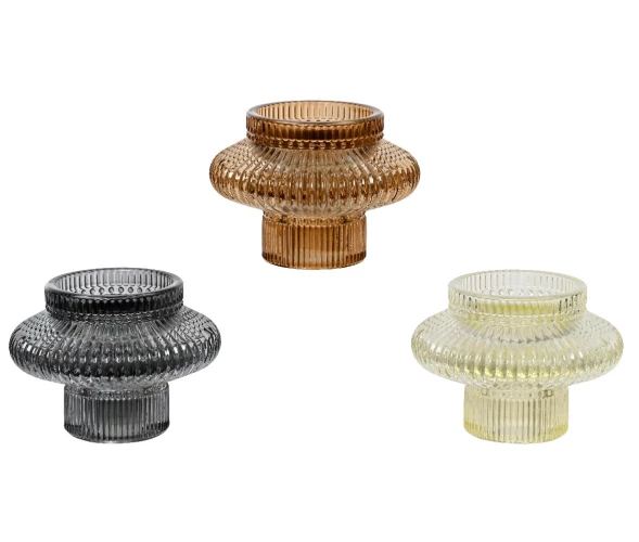 Kaemingk Подсвечник из стекла рельефный, 7.8x5.7 см, 3 вида