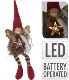 Koopman Декоративная фигурка Ангел LED, 37 см, красный