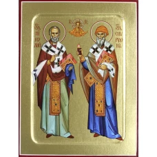 Икона святителей Николая Чудотворца и Спиридона Тримифунтского (на дереве) 125 х 160.