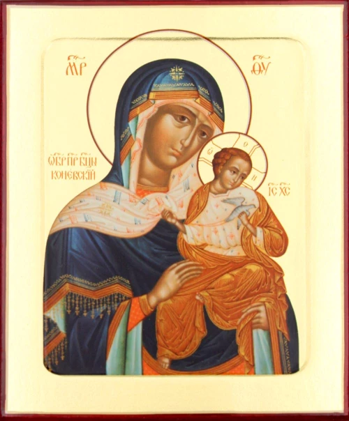Икона Пресвятой Богородицы, Коневская (на дереве): 125 х 160.