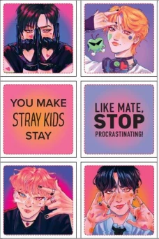 Stray Kids. Набор 3D стикеров (6 шт. оранжевый)